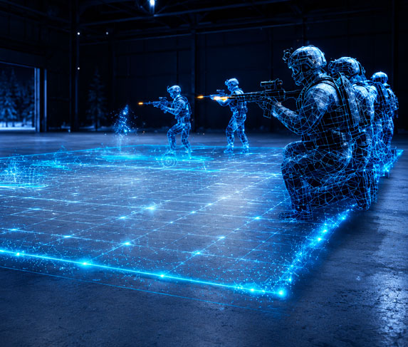 Wide angle view of holographic display at Veer Gatha Indian Army event