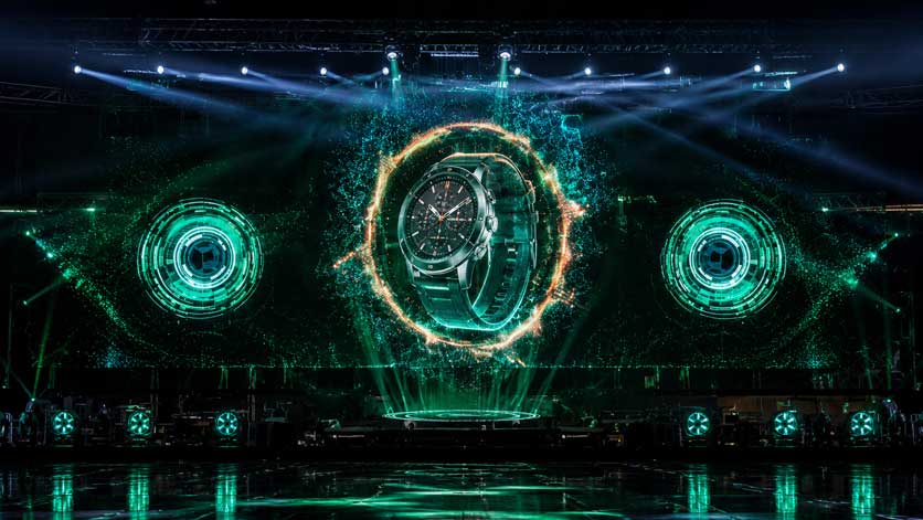 Product launch event featuring holographic display using Holo Mesh Screen for product reveal